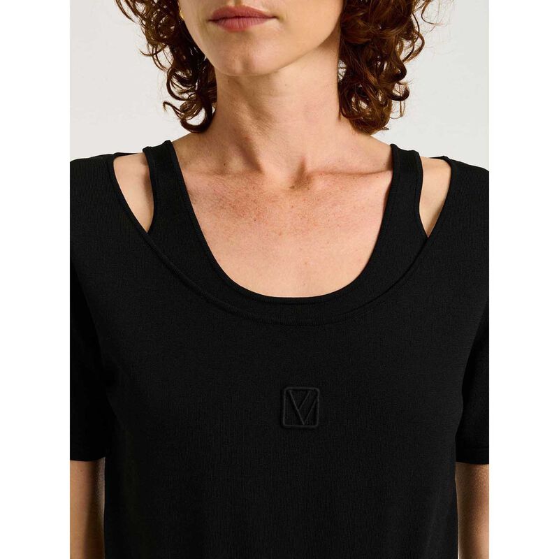 Veronika Maine Embroidered Monogram Knit Tee image number 6